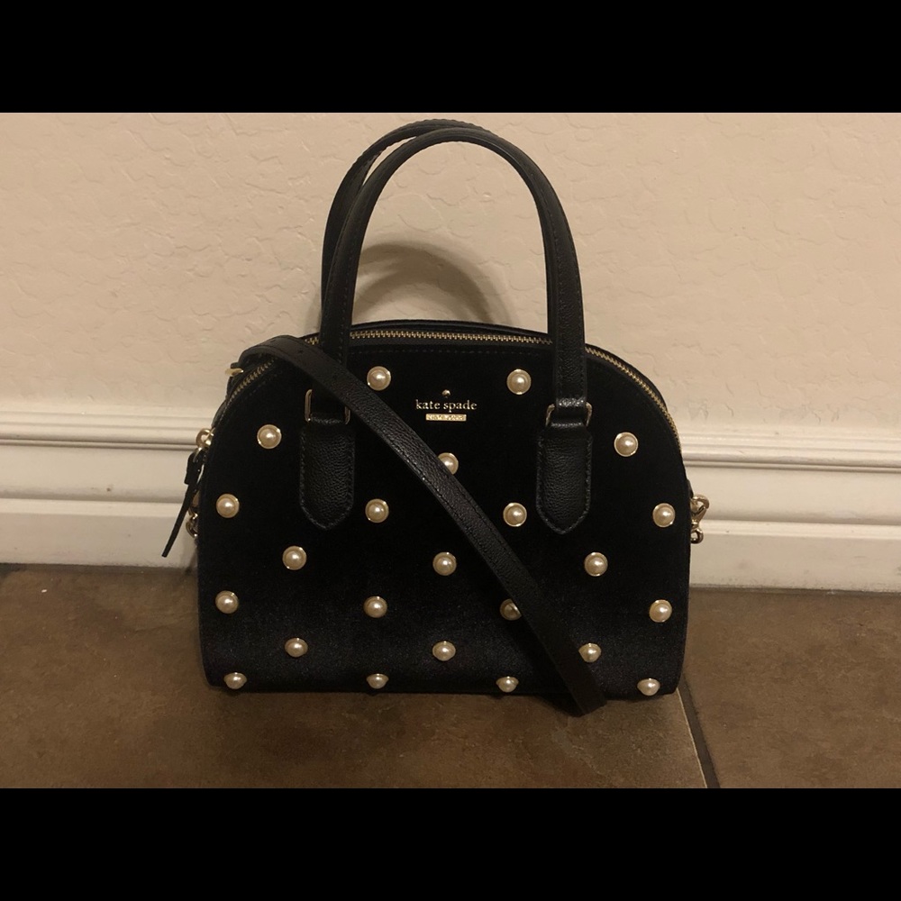 NWT Kate Spade Laurel Way Reiley Pearl Velvet Bag